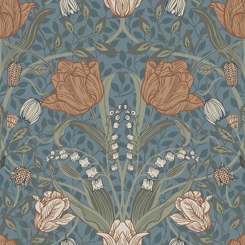 A-Street Prints Tulipa Blue Floral Wallpaper