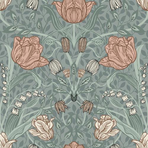 A-Street Prints Tulipa Sage Floral Wallpaper