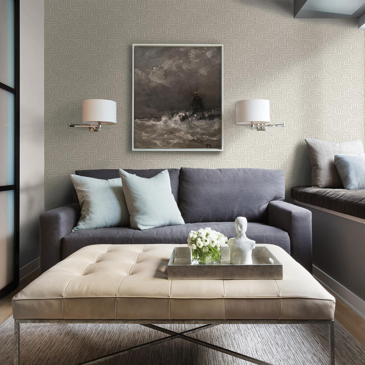 A-Street Prints Nambiti Light Grey Geometric Wallpaper