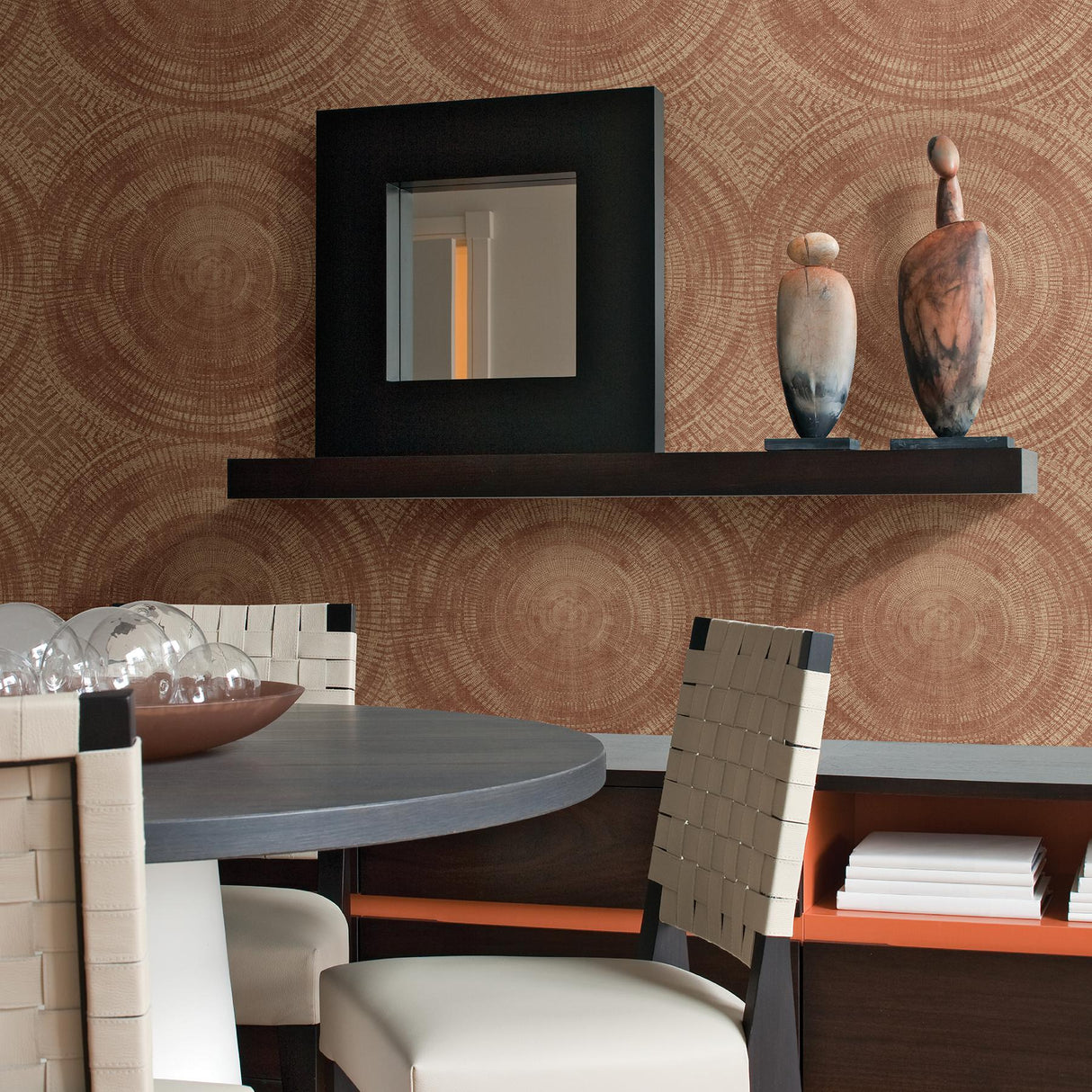 A-Street Prints Imprint Medallions Burnt Sienna Wallpaper