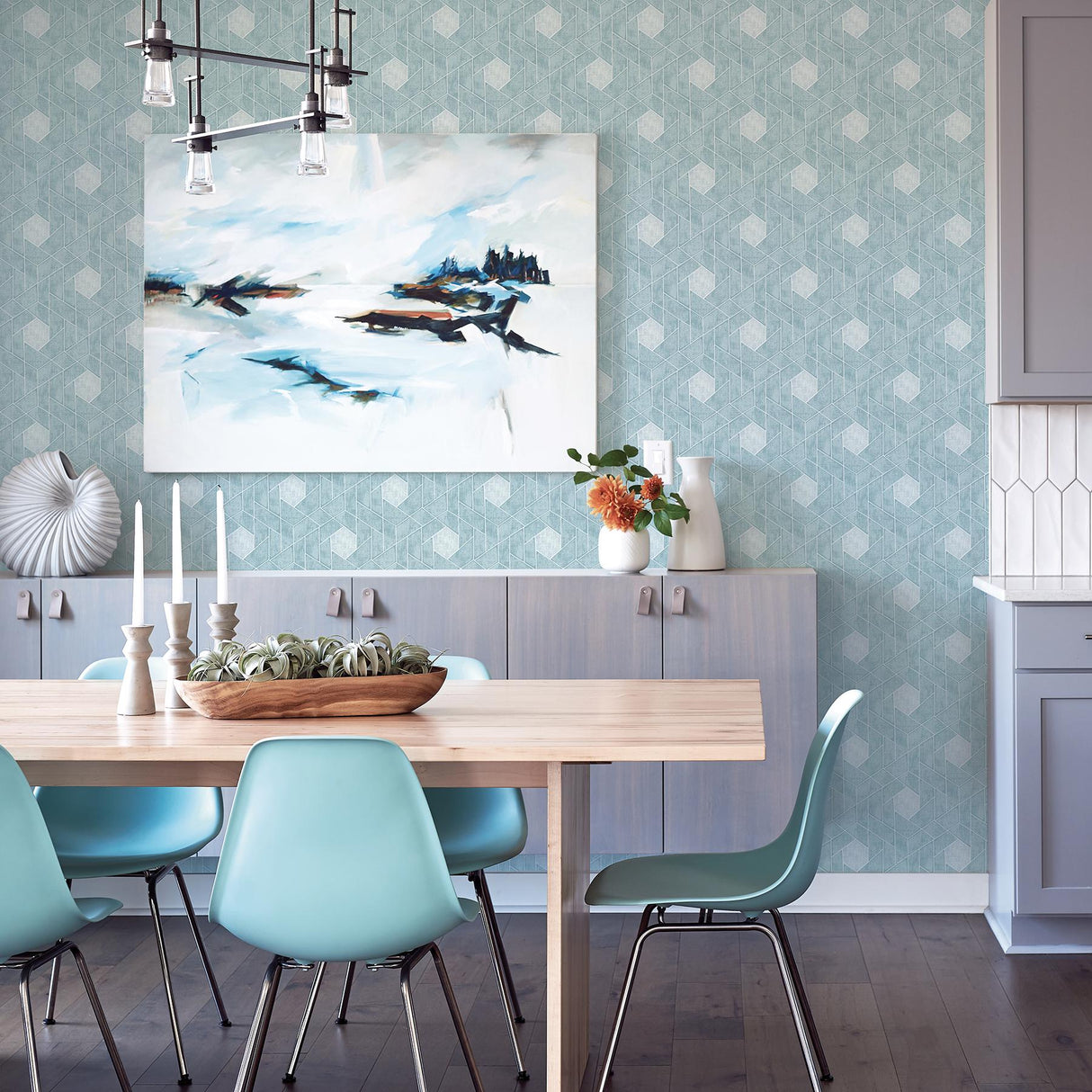 A-Street Prints Scott Living Geometrics Aqua Wallpaper