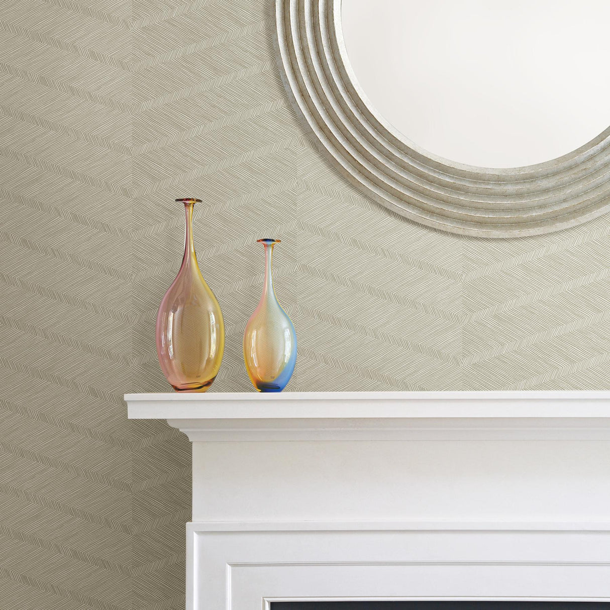 A-Street Prints Scott Living Chevron Champagne Wallpaper
