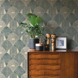 A-Street Prints Westport Teal Geometric Wallpaper