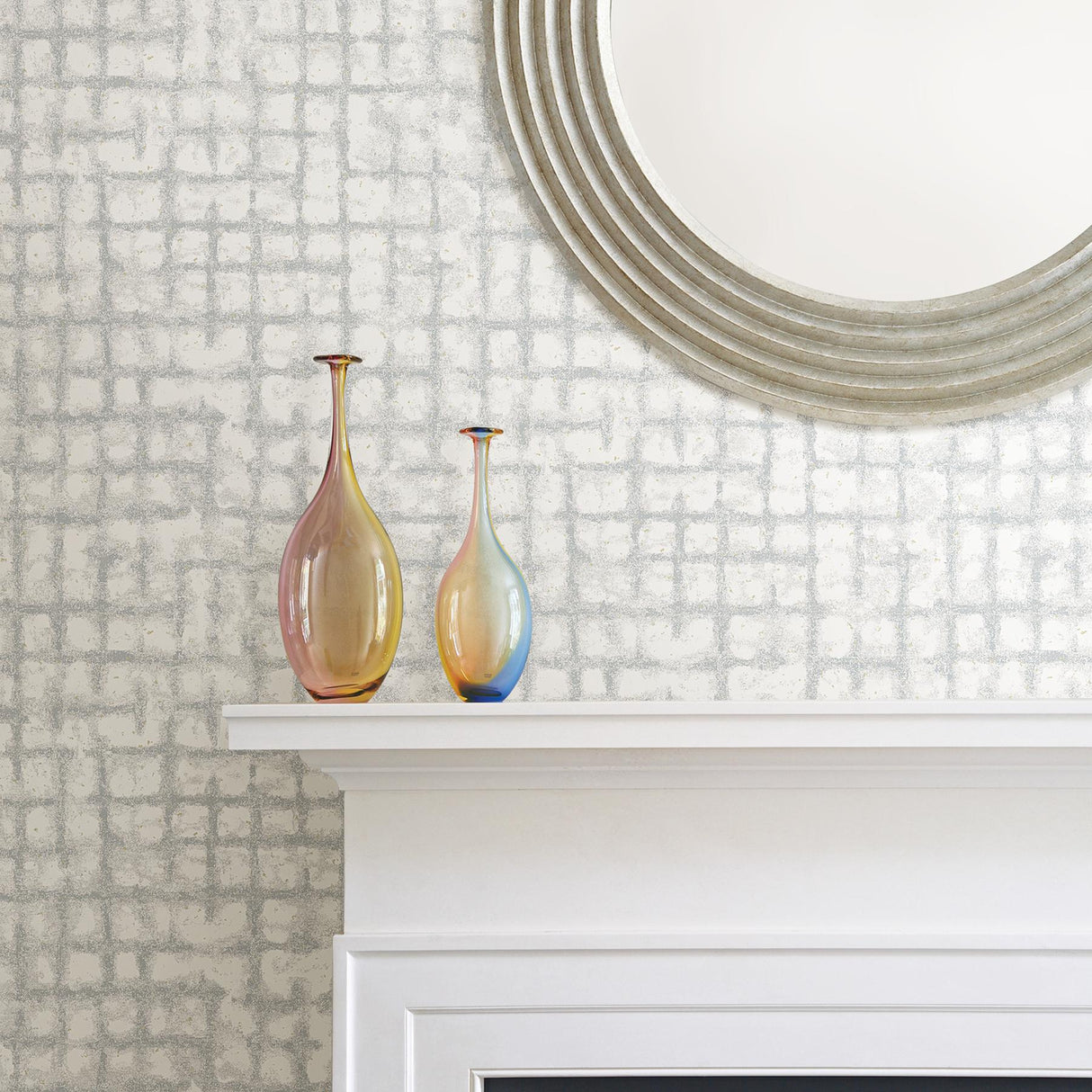 A-Street Prints Shea Light Grey Distressed Geometric Wallpaper