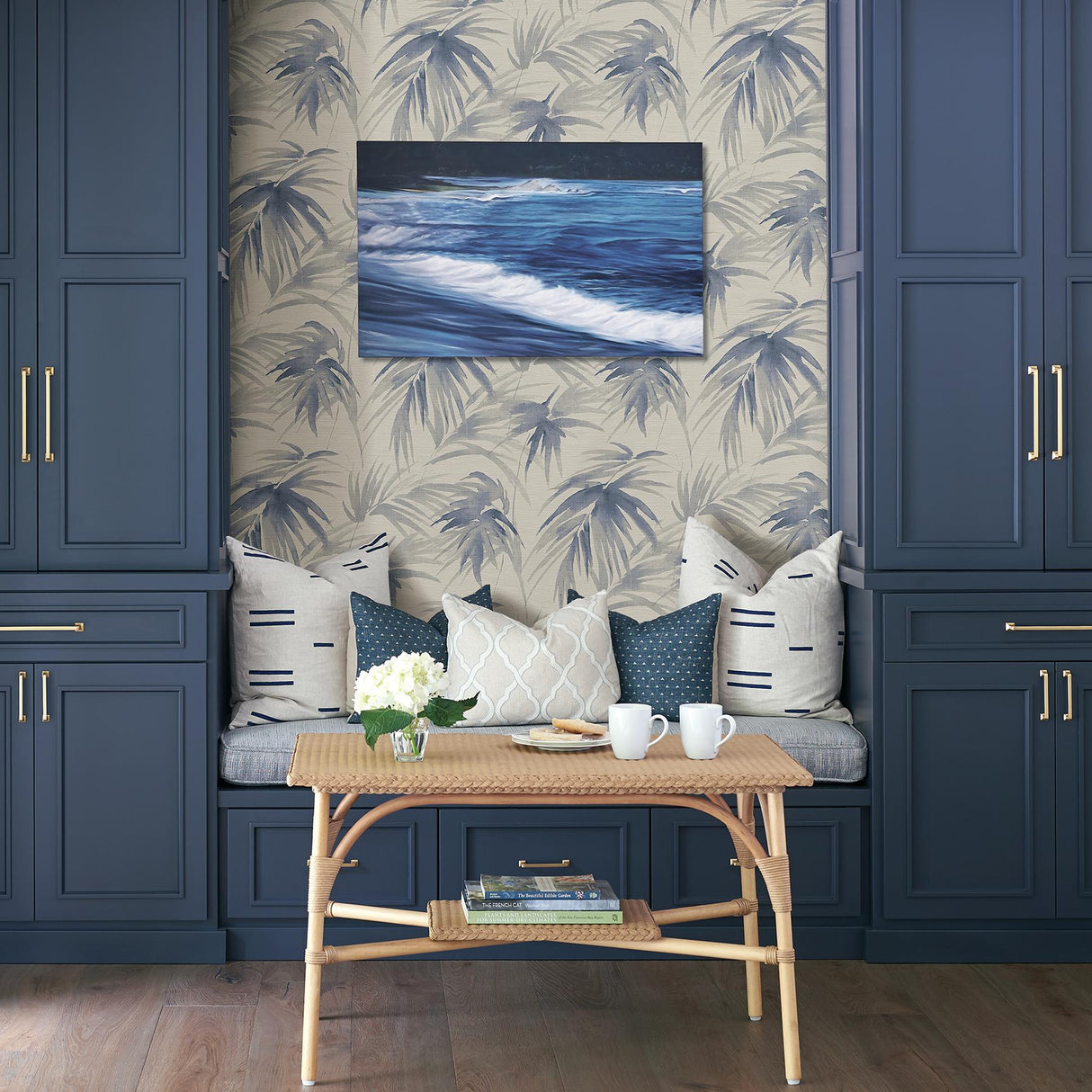 A-Street Prints Scott Living Botanical Blue Wallpaper