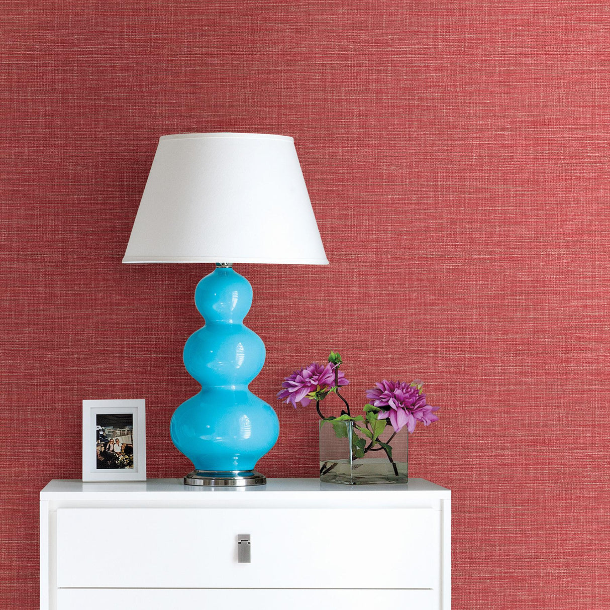 A-Street Prints Pacifica Fabric Textures Coral Wallpaper
