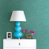 A-Street Prints Pacifica Fabric Textures Turquoise Wallpaper