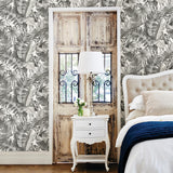 A-Street Prints Pacifica Leaves Grey Wallpaper