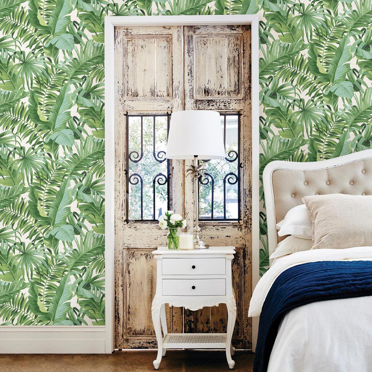 A-Street Prints Pacifica Leaves Green Wallpaper