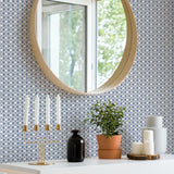 A-Street Prints Lisbeth Blue Geometric Lattice Wallpaper