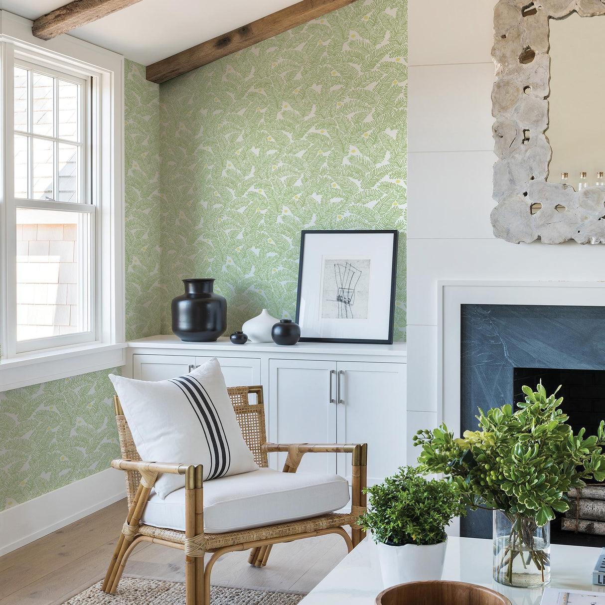 A-Street Prints Pacifica Leaves Sage Wallpaper