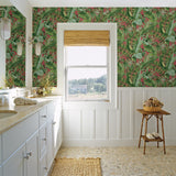 A-Street Prints Pacifica Leaves Coral Wallpaper