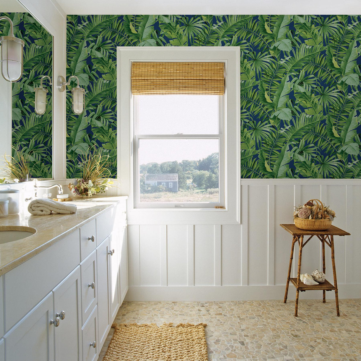 A-Street Prints Pacifica Leaves Jade Wallpaper
