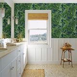 A-Street Prints Pacifica Leaves Jade Wallpaper