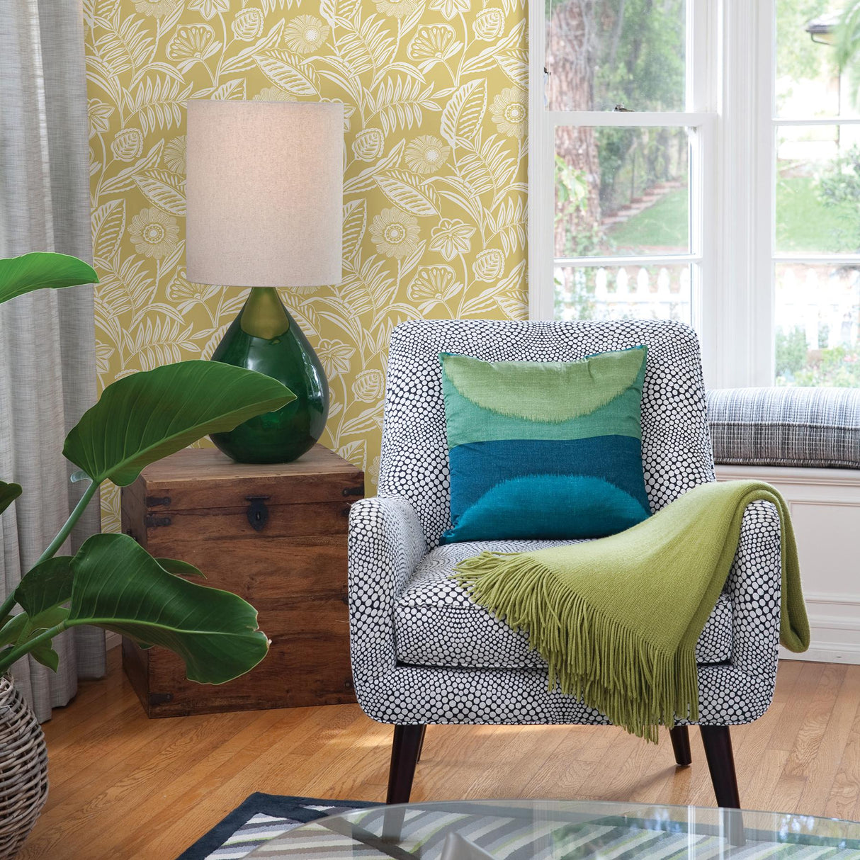 A-Street Prints Alma Yellow Tropical Floral Wallpaper