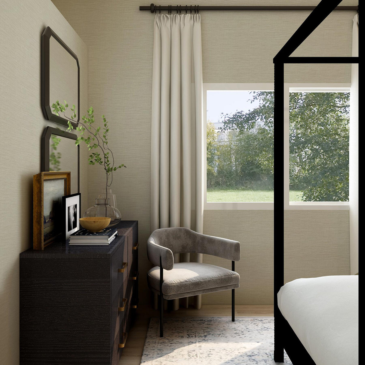 A-Street Prints Lela Silver Faux Linen Wallpaper