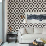 A-Street Prints Payton Black Hexagon Trellis Wallpaper