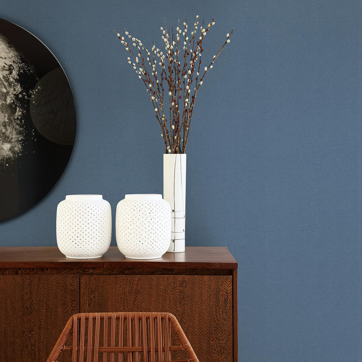 A-Street Prints Meade Denim Fine Weave Wallpaper