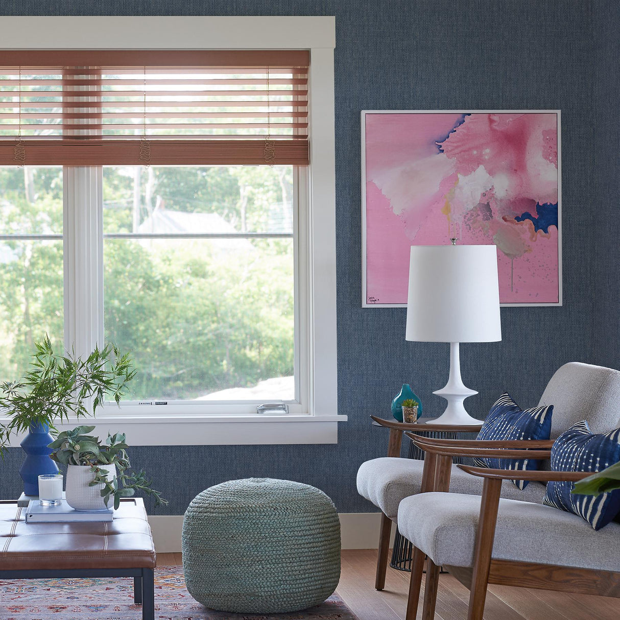 A-Street Prints Dunstan Indigo Basketweave Wallpaper