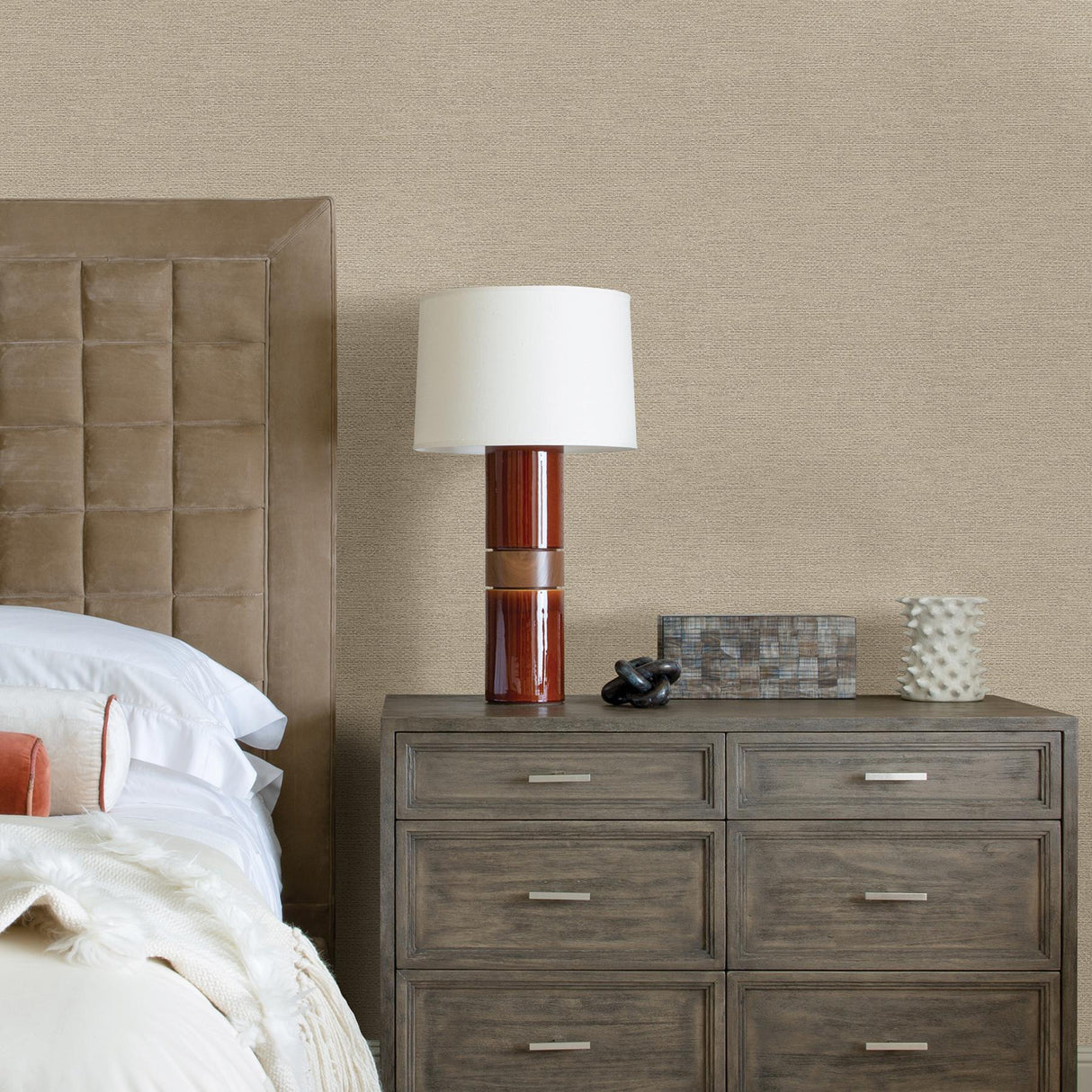 A-Street Prints Jordan Beige Faux Tweed Wallpaper