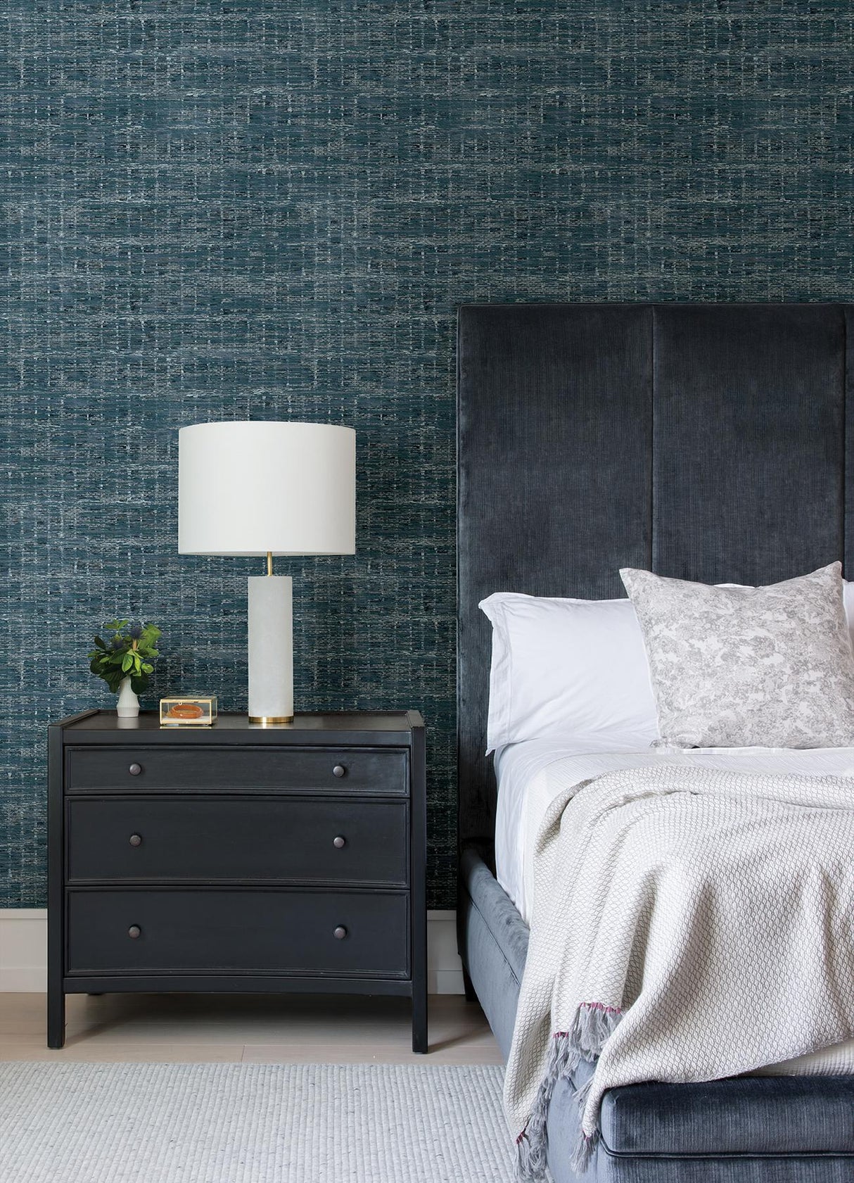 A-Street Prints Scott Living Ii Fabric Textures Blue Wallpaper