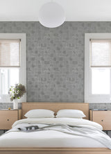 A-Street Prints Varak Silver Checkerboard Wallpaper