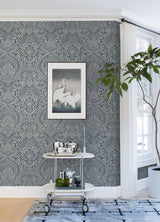 A-Street Prints Artemis Sapphire Floral Damask Wallpaper
