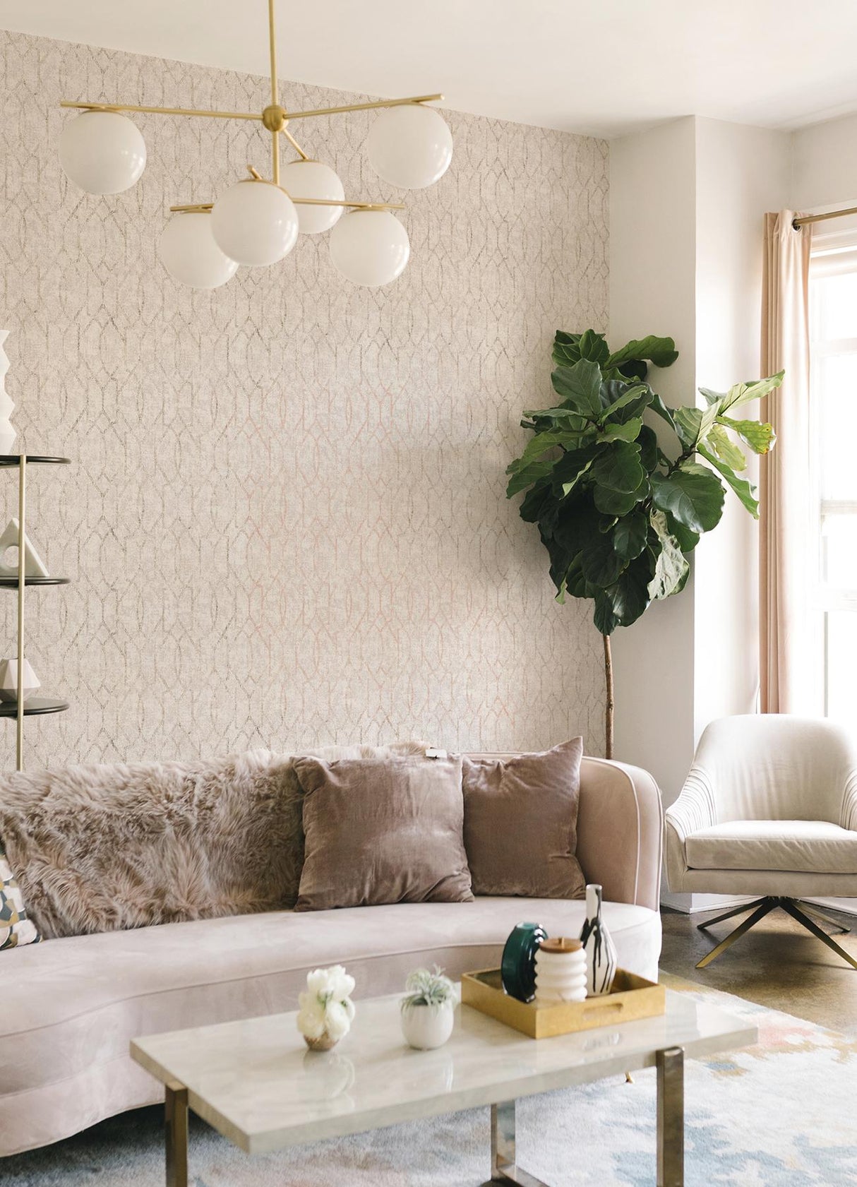 A-Street Prints Ziva Rose Gold Trellis Wallpaper