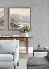 A-Street Prints Lustre Botanical Platinum Wallpaper