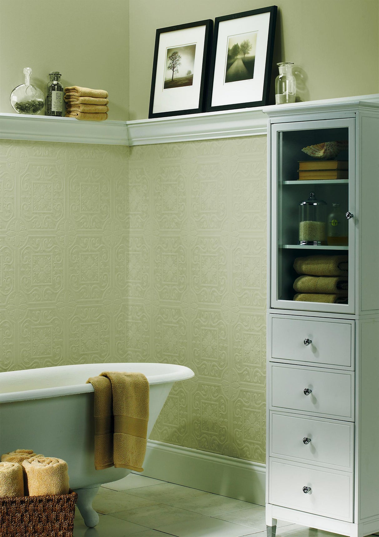 Brewster Home Fashions Brewster For Your Bath Iii 2704-59001 White Wallpaper