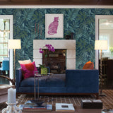 Brewster Home Fashions Brewster Fresh Start Kitchen & Bath Leaves Dark Blue Wallpaper