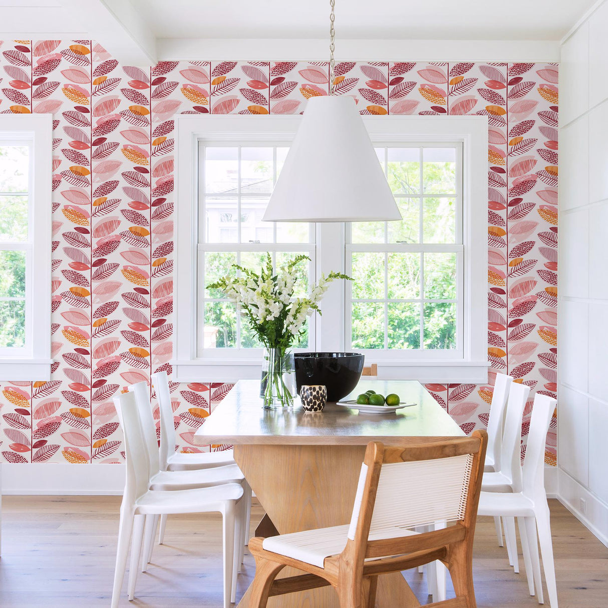 Brewster Home Fashions Nyssa Coral Leaves Wallpaper