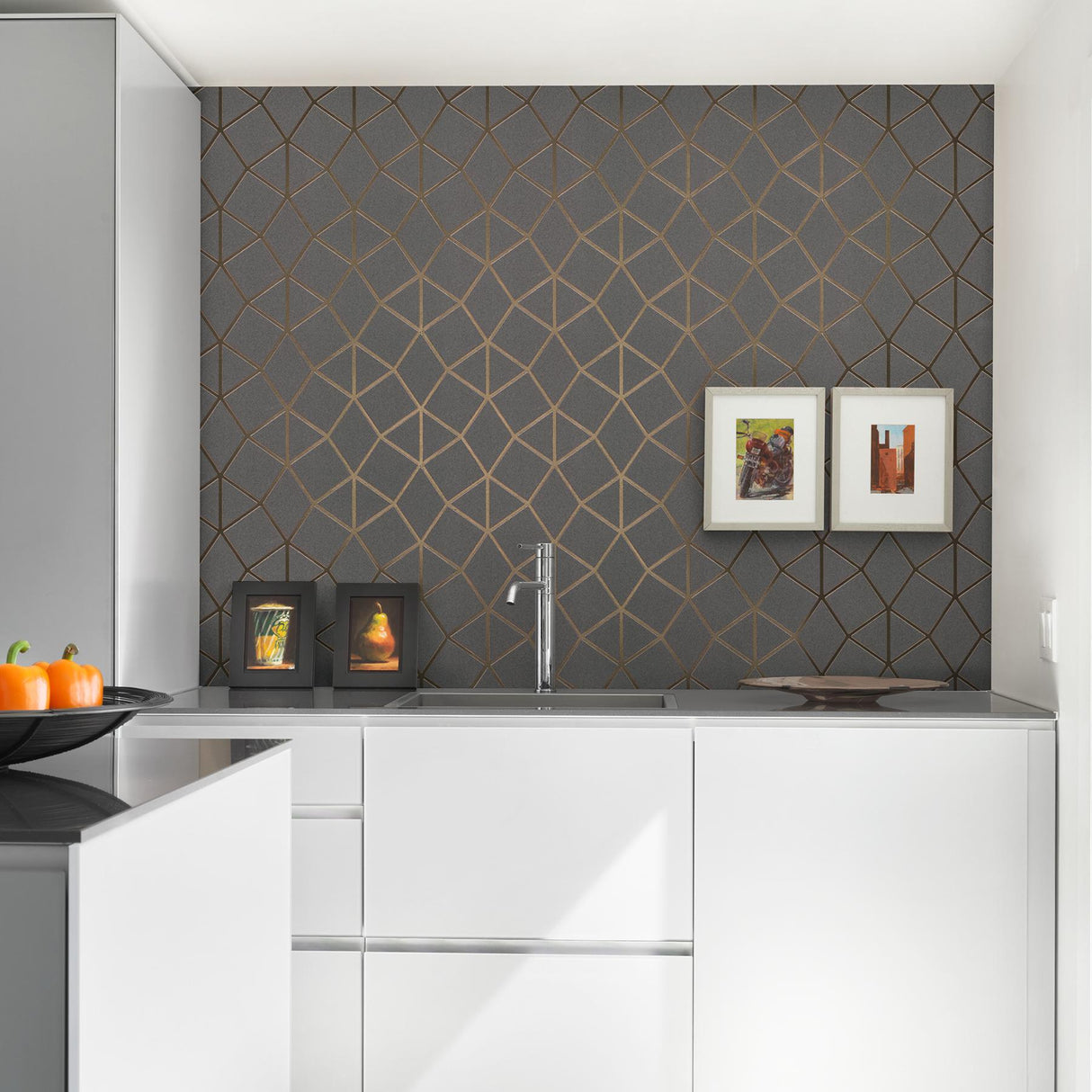 Brewster Home Fashions Brewster Fresh Start Kitchen & Bath Geometrics Taupe Wallpaper
