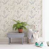 Brewster Home Fashions Brewster Fresh Start Kitchen & Bath Leaves Light Grey Wallpaper