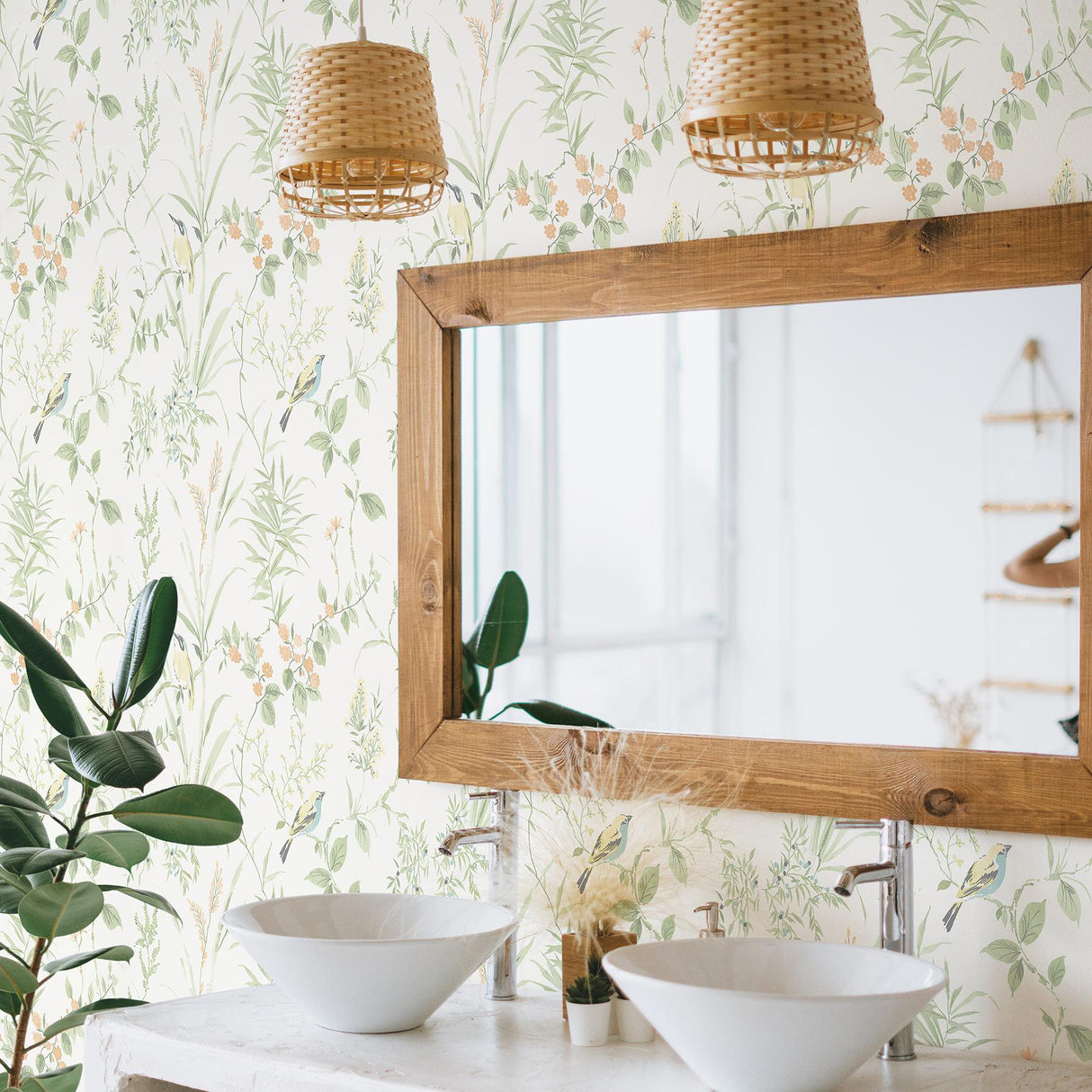 Brewster Home Fashions Brewster Fresh Start Kitchen & Bath Leaves Sage Wallpaper