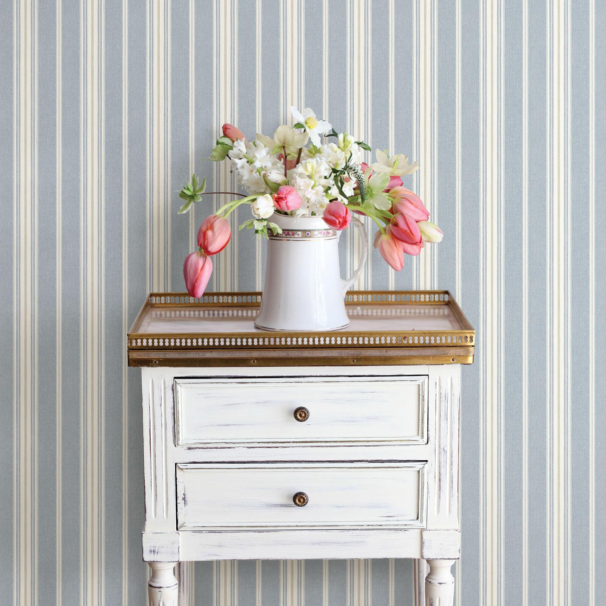 Brewster Home Fashions Chesapeake Kindred Stripes Denim Wallpaper