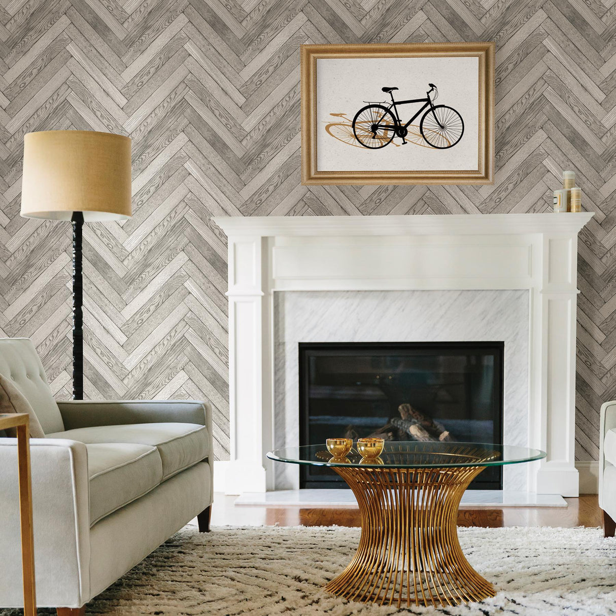 Brewster Home Fashions Mammoth Off-White Diagonal Wood Wallpaper