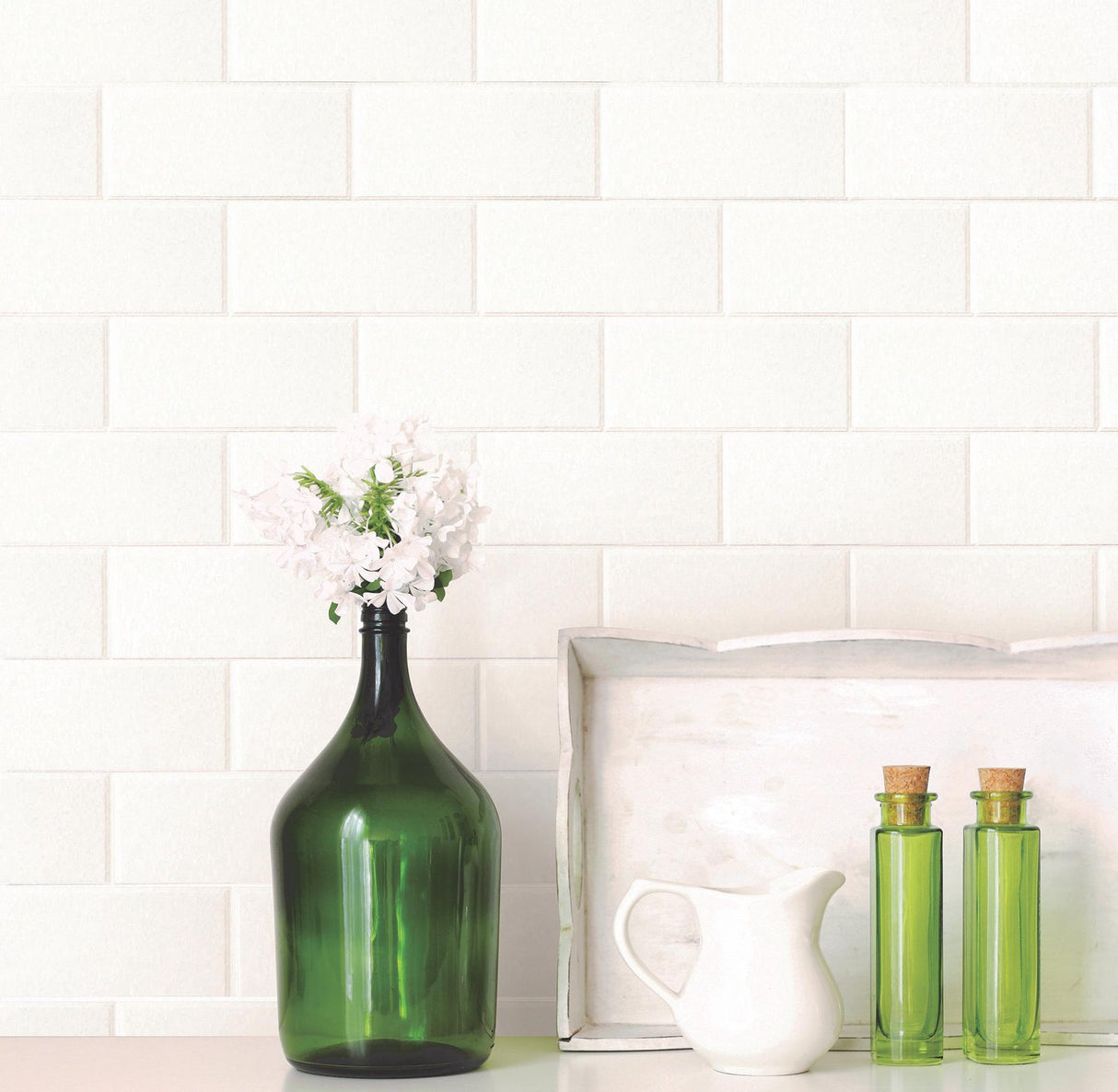 Brewster Home Fashions Barclays Paintable Paintable White Tile Wallpaper