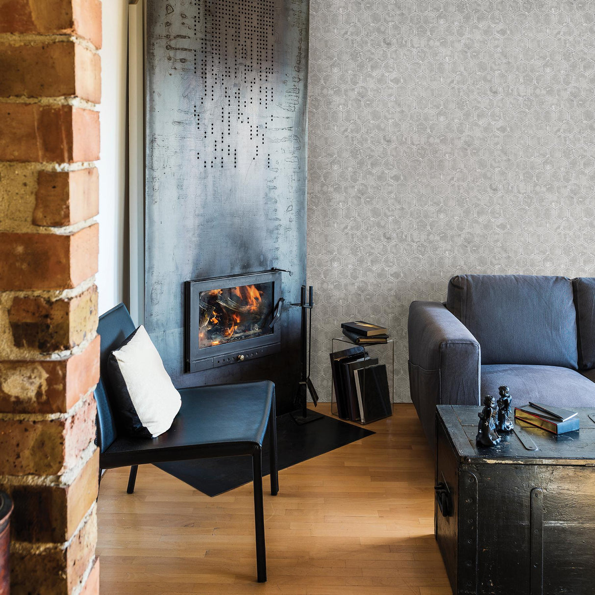 Brewster Home Fashions Starling Grey Honeycomb Wallpaper