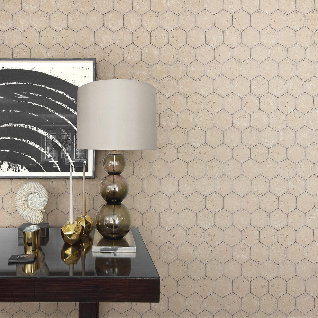 Brewster Home Fashions Brewster Polished Geometrics Copper Wallpaper