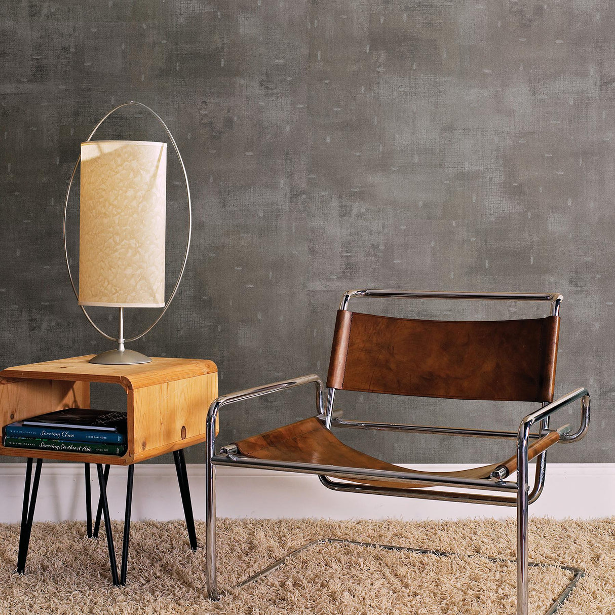 Brewster Home Fashions Portia Pewter Distressed Texture Wallpaper