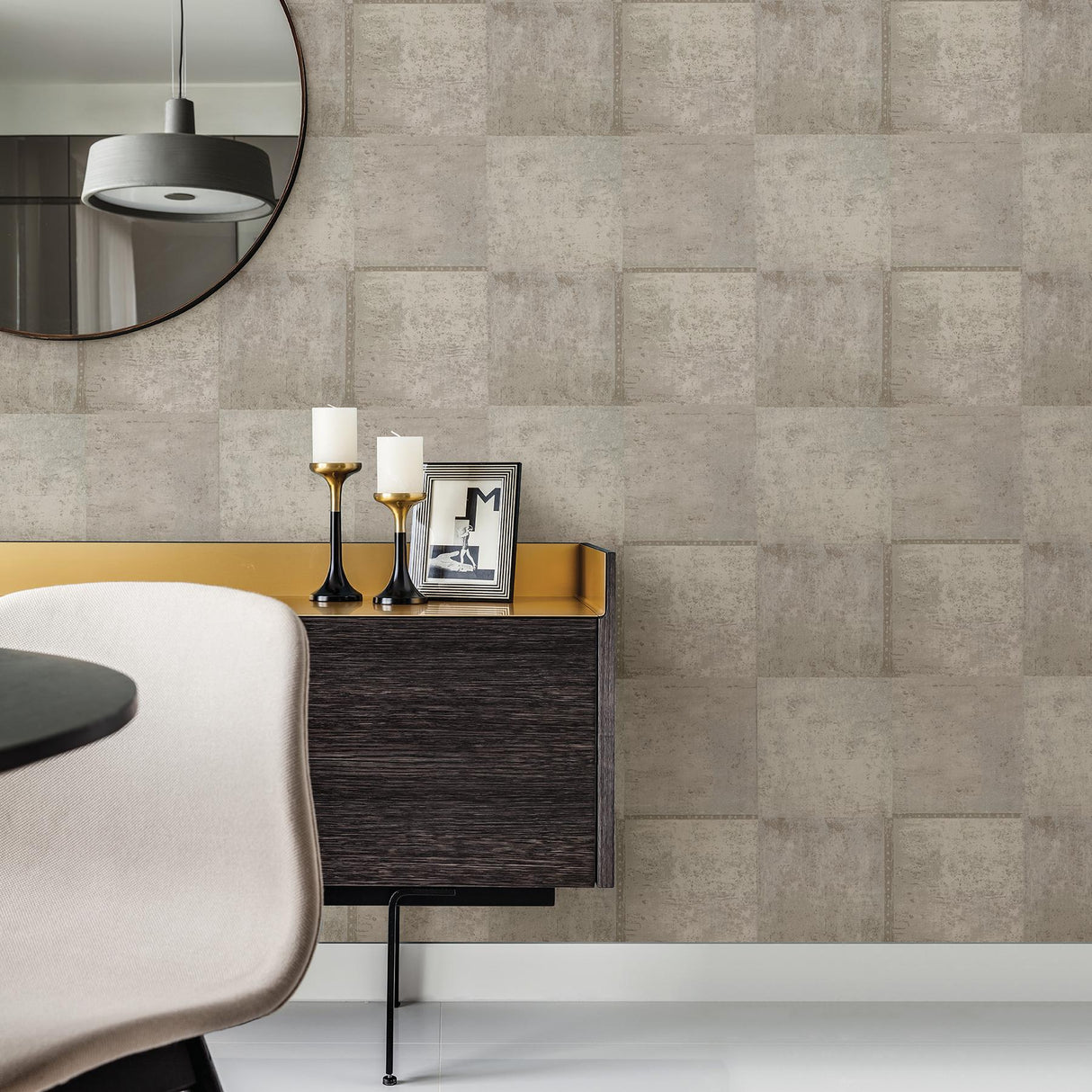 Brewster Home Fashions Vela Taupe Distressed Geometric Wallpaper