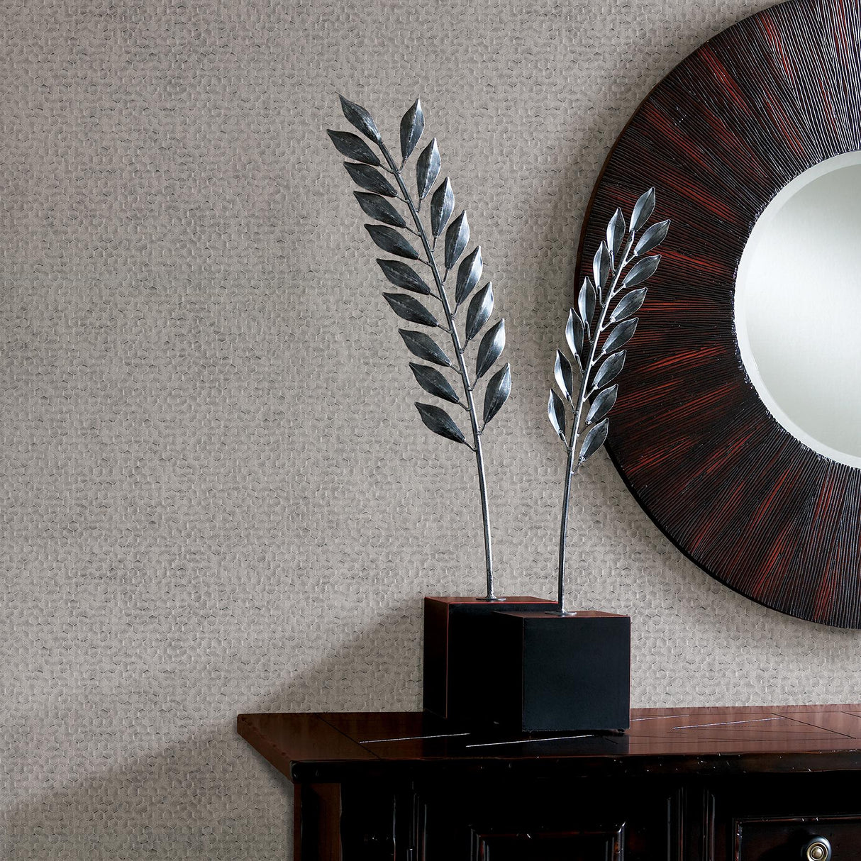 Brewster Home Fashions Carbon Silver Honeycomb Geometric Wallpaper