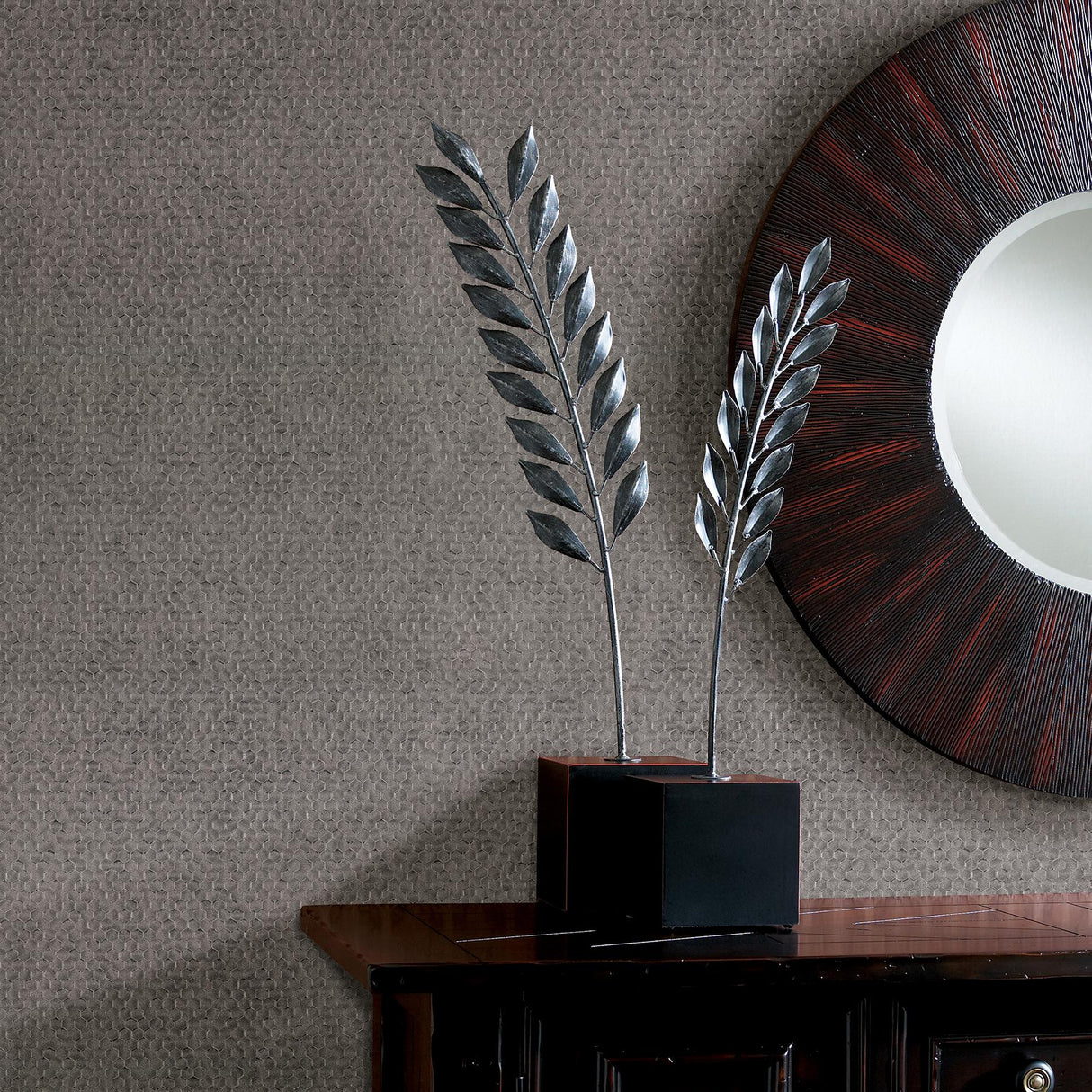 Brewster Home Fashions Carbon Pewter Honeycomb Geometric Wallpaper