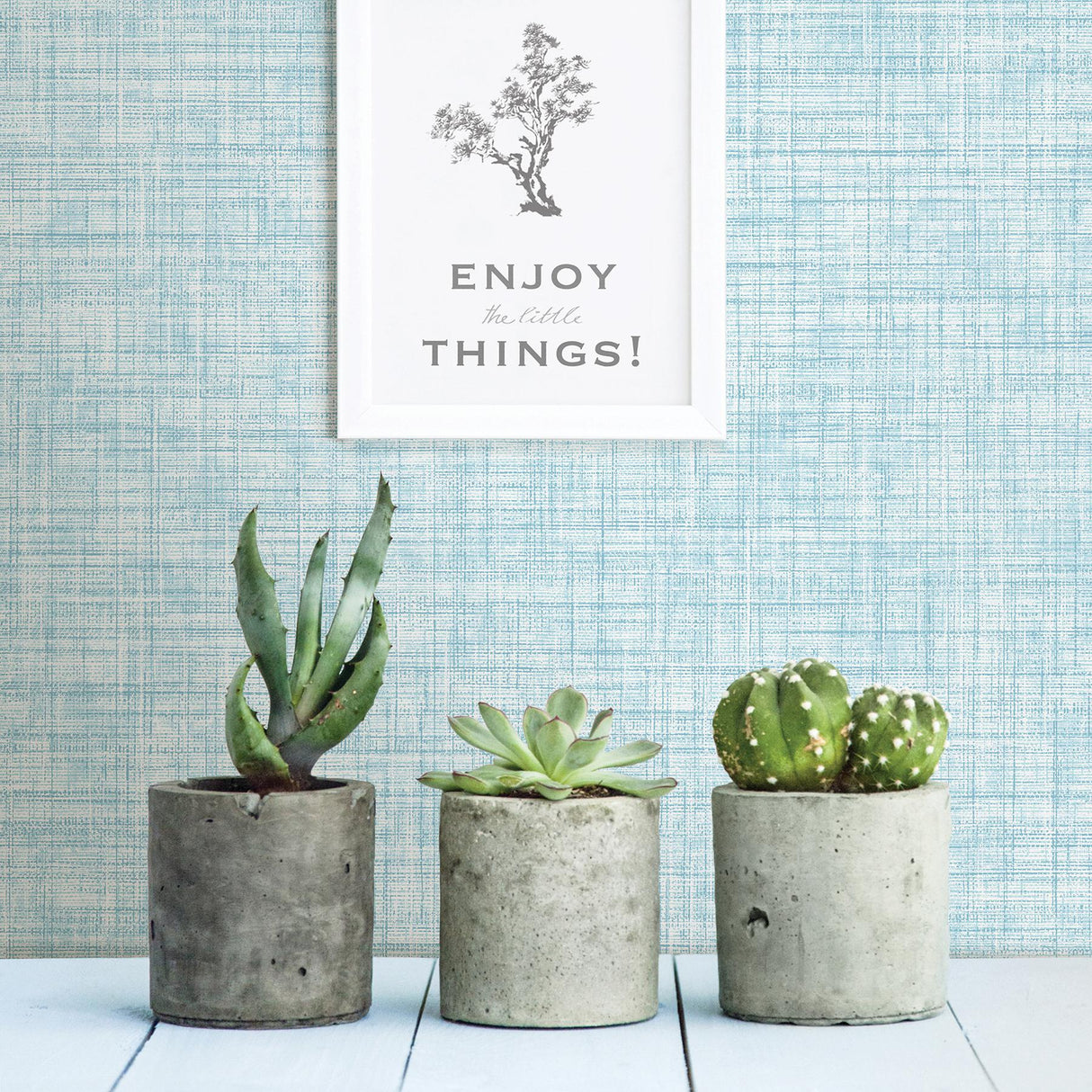 Brewster Home Fashions Tuckernuck Aqua Linen Wallpaper