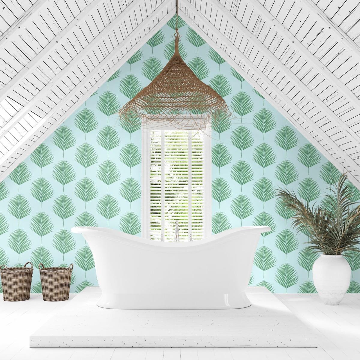 Seabrook Maui Palm Celeste & Jade Wallpaper