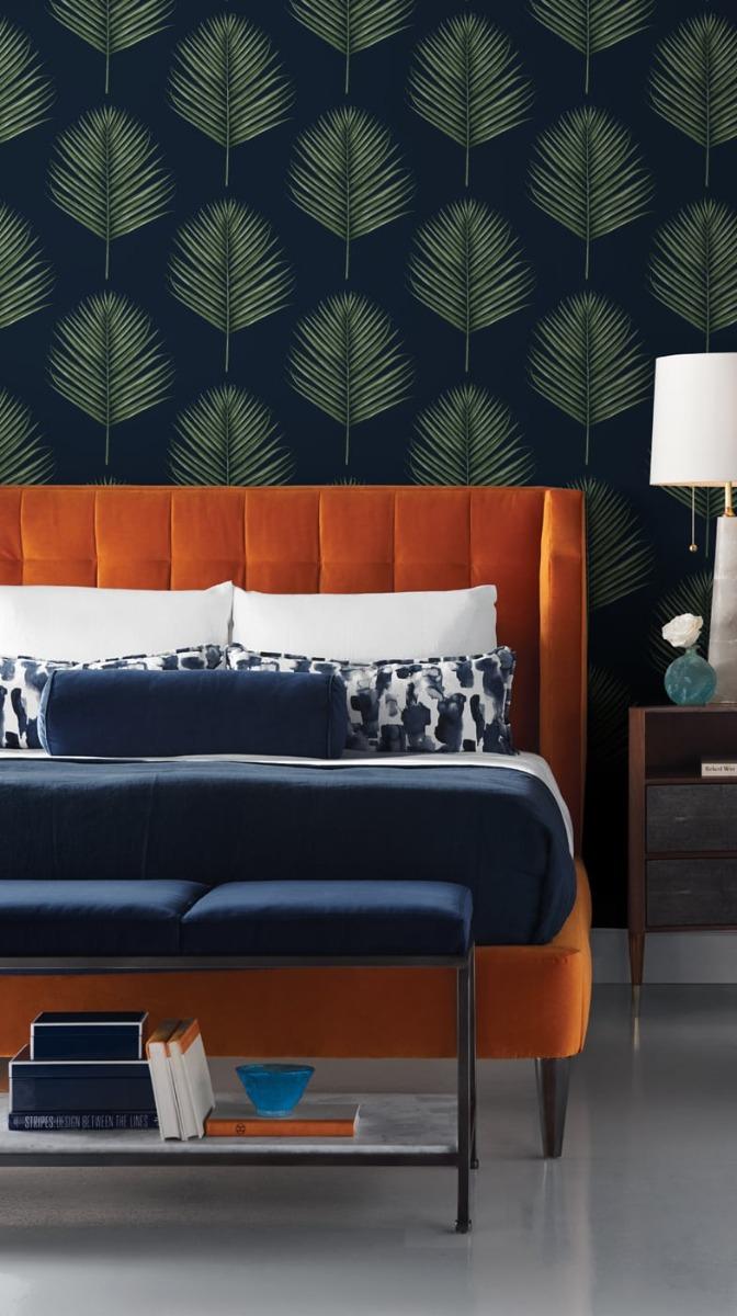 Seabrook Maui Palm Midnight Blue & Paradise Green Wallpaper