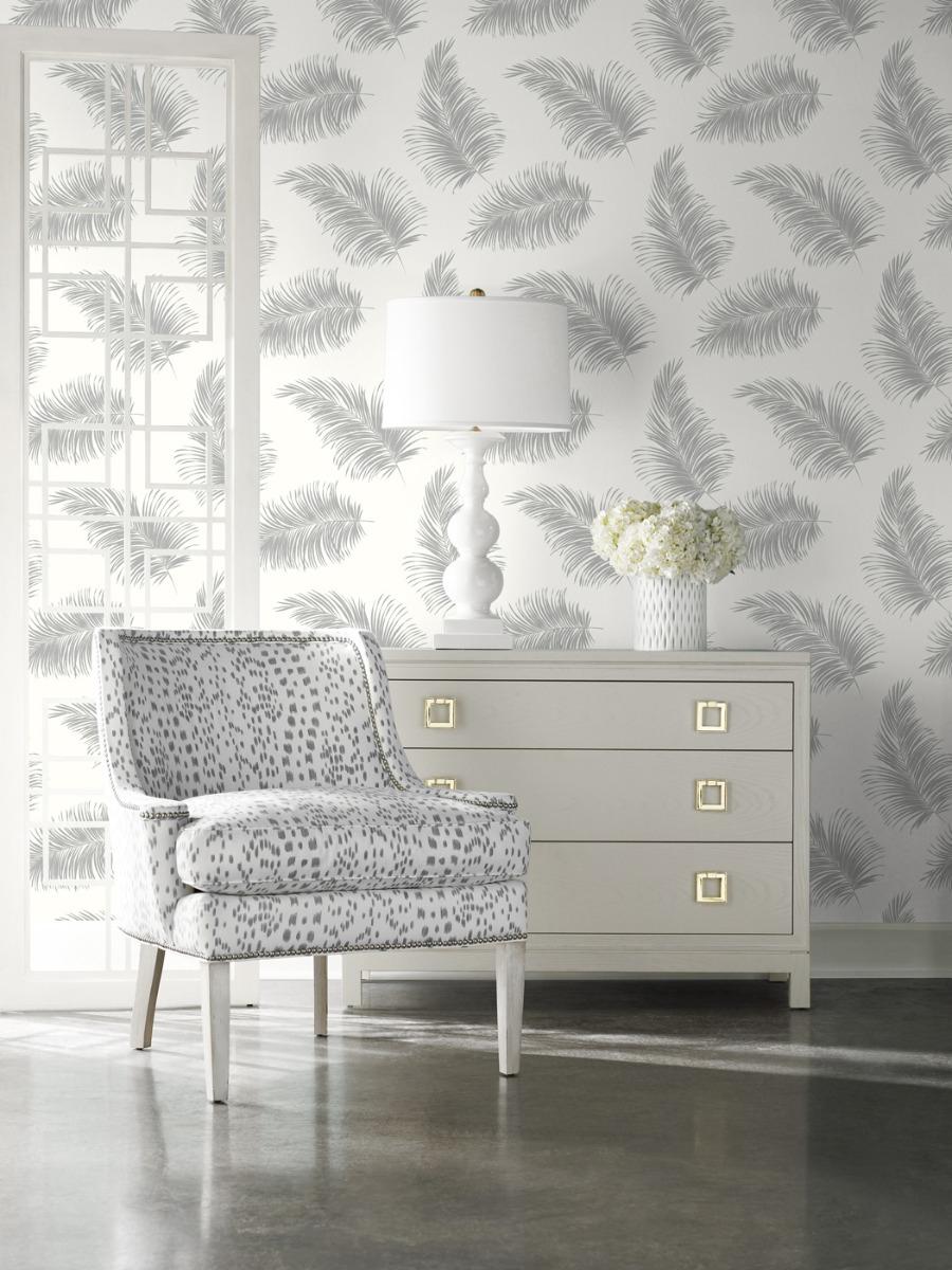 Seabrook Tossed Palm Alloy Wallpaper