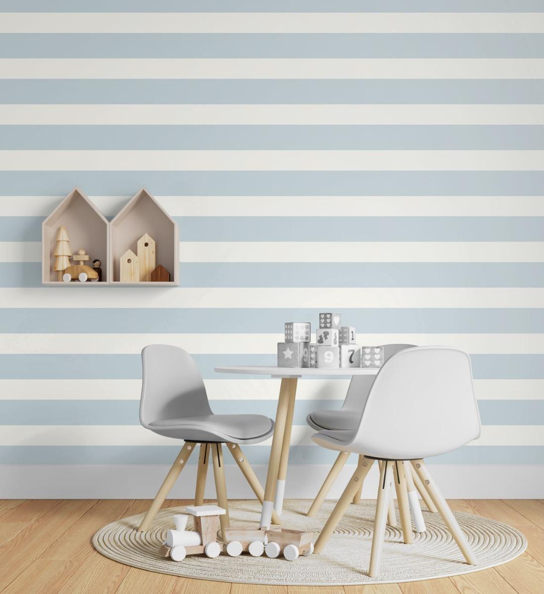 Seabrook Designer Stripe Hampton Blue Wallpaper