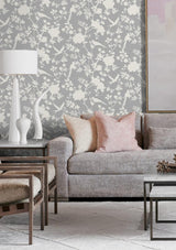 Seabrook Mono Toile Harbor Mist Wallpaper